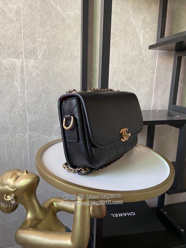Chanel女包 香奈兒專櫃最新款鏈條肩背包 Chanel黑色口蓋包與零錢包 AS1094  djc4077